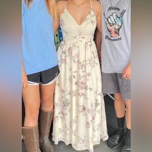 Prom or wedding guest dress floral with lace back